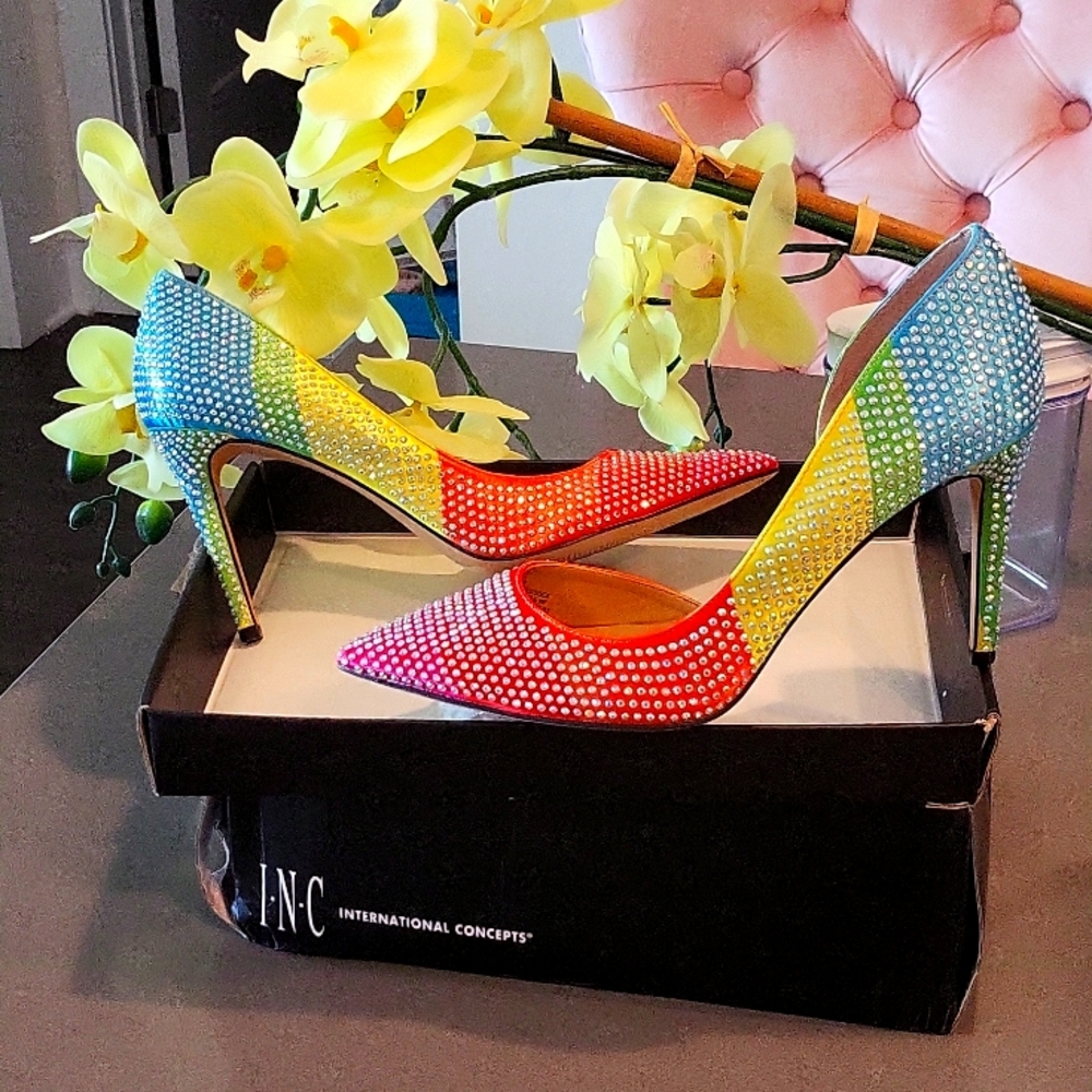 INC International Concepts Multicolor Rhinestone Heels